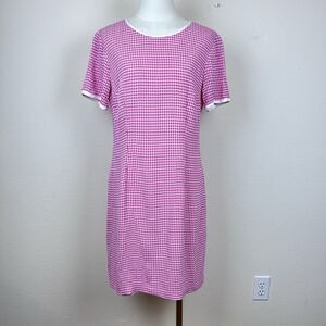 Vintage CDC Dress Womens 10 Sheath Gingham Office Secretary 90s Y2K Pink
